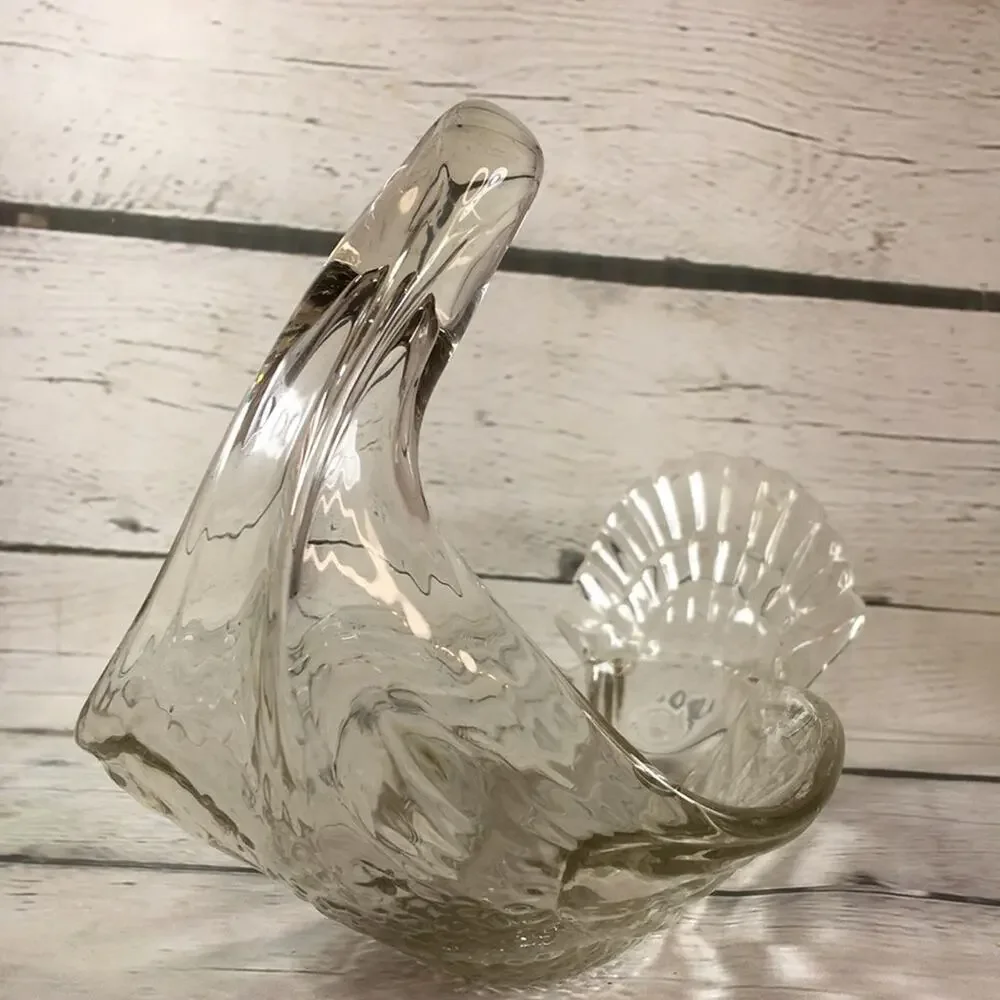 Vintage Heavy Clear Glass Bird SWAN Animal Bowl Serving Dish